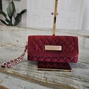 Marc New York Andrew Marc Quilted Wristlet Clutch Burgundy Red